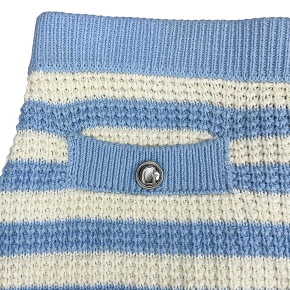 NWT GUESS Rey Crochet Sweater Skirt Sz Small Organic Cotton Dawson Yarn Blue - Picture 3 of 5